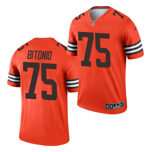 Men's Cleveland Browns #75 Joel Bitonio Orange Inverted Legend Jersey